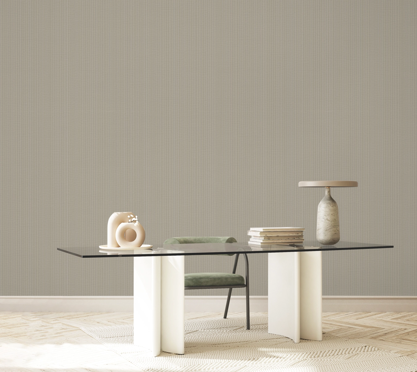OP2705 Pinstripe tekstil tabanlı vinil duvar kağıdı, mekan görünümü